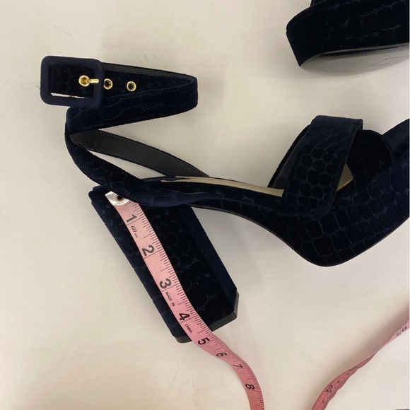 ASH || Boom Velvet Croc Embossed Platform Sandals Heels Midnight Navy 40 - Picture 4 of 11
